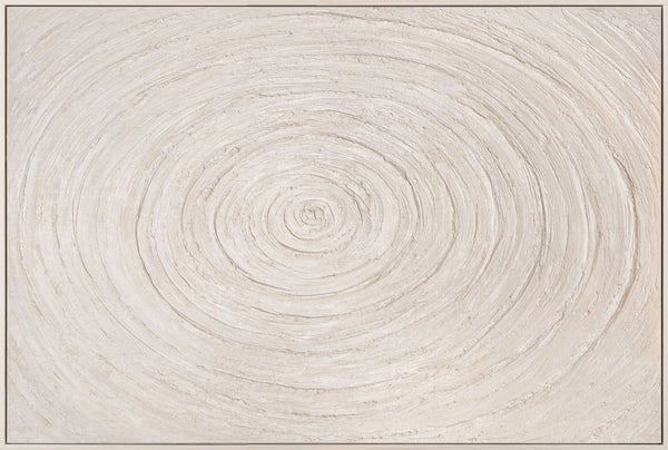 Minimalistisk vægdekoration – Tekstureret akrylmaleri i beige med ramme “Echoes of Time”