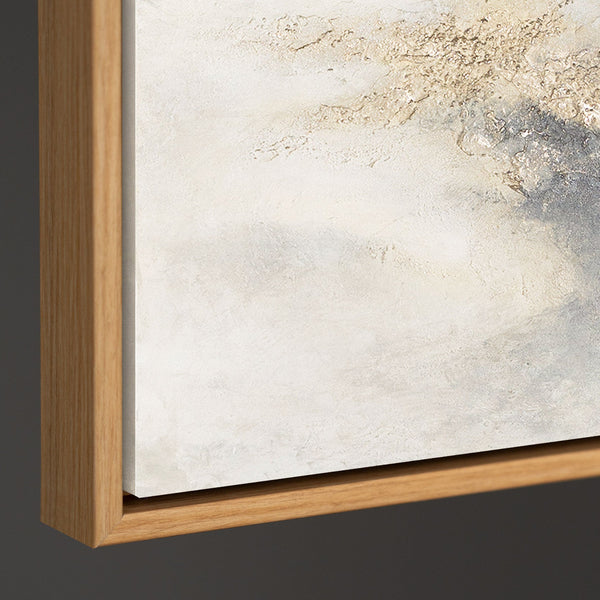 Abstraktes Wandbild auf Leinwand in hellen Grau- und Beigetönen