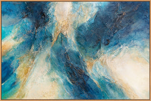 Quadro dipinto a mano nei colori dell'oceano - Arte acrilica espressiva con cornice "Glimmer of the Waves"