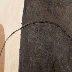 Moderne maleri i beige og grå med ramme – Abstrakt kunst “Kontrasternes balance”