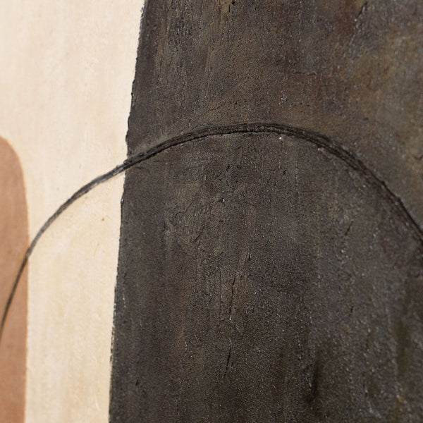 Moderne maleri i beige og grå med ramme – Abstrakt kunst “Kontrasternes balance”