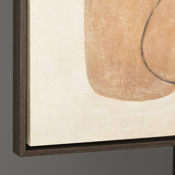 Moderne maleri i beige og grå med ramme – Abstrakt kunst “Kontrasternes balance”