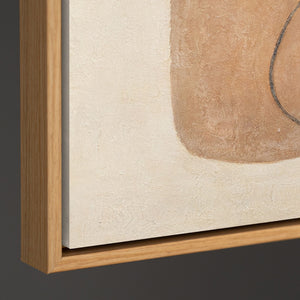 Moderne maleri i beige og grå med ramme – Abstrakt kunst “Kontrasternes balance”