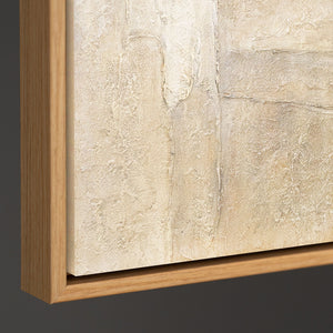 Abstrakt akrylmaleri på lærred i beige grå “Tidens Vertikaler”