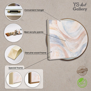 Abstraktes Acrylbild „Windlinien“ – Moderne Wandkunst in Beige, Blau & Rosa