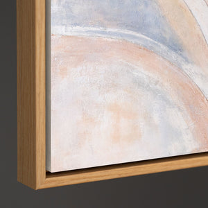 Abstraktes Acrylbild „Windlinien“ – Moderne Wandkunst in Beige, Blau & Rosa
