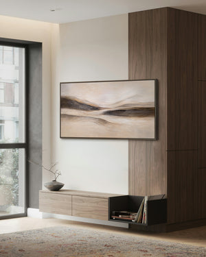 Håndmalet kunst på lærred „Vindens Spor“ – moderne kunst i naturtoner