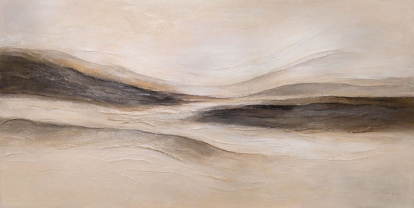 Moderne Leinwandbild „Spuren des Windes“ – Abstraktes Landschaftsbild handgemalt