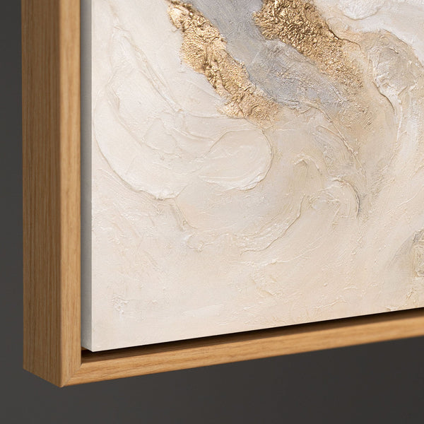 Abstrakt maleri "Strålende strømme" – håndmalet kunst med guldakcenter