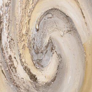 Abstraktes Acrylbild „Sand und Wolken“ – Handgemaltes Leinwandbild in Beige und Grau für Wohnzimmer
