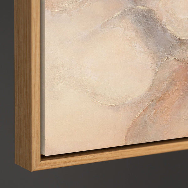 Abstraktes Acrylbild „Echo der Flammen“ – Moderne Leinwandkunst in Beige und Rot