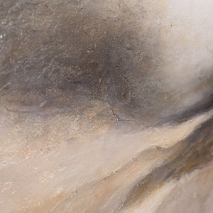 Abstrakt akrylmaleri "Tåget Morgen" – elegant håndmalet kunst i beige og grå
