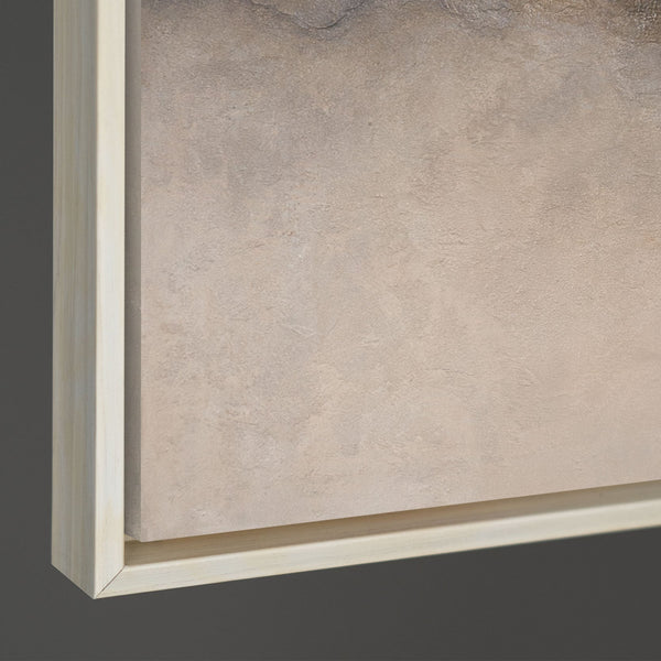 Abstrakt akrylmaleri "Tåget Morgen" – elegant håndmalet kunst i beige og grå