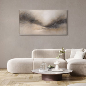 Abstrakt akrylmaleri "Tåget Morgen" – elegant håndmalet kunst i beige og grå