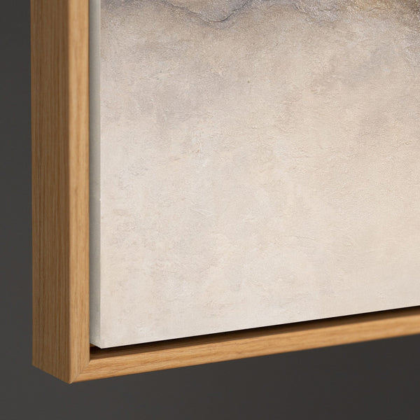 Abstrakt akrylmaleri "Tåget Morgen" – elegant håndmalet kunst i beige og grå
