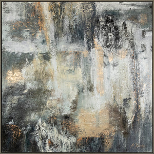 Abstrakte Acrylkunst Grau Gold Strukturmalerei Handarbeit