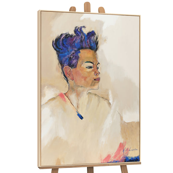 Håndmalet portrætmaleri på lærred – moderne kunst “Schiele” indrammet