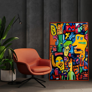 Håndmalet kunst på lærred i farver "Identitetens mosaik"