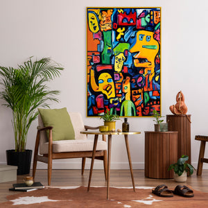 Håndmalet kunst på lærred i farver "Identitetens mosaik"