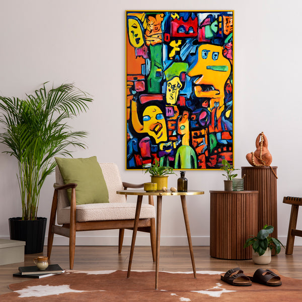 Håndmalet kunst på lærred i farver "Identitetens mosaik"