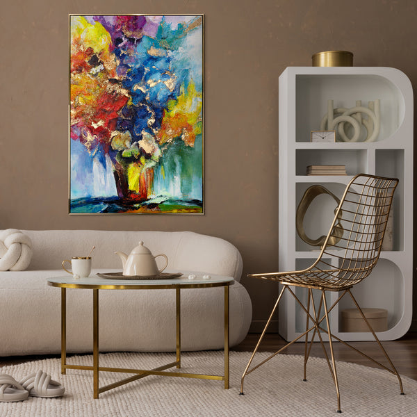 Abstrakt akrylmaleri på lærred “Solsikkebuket”