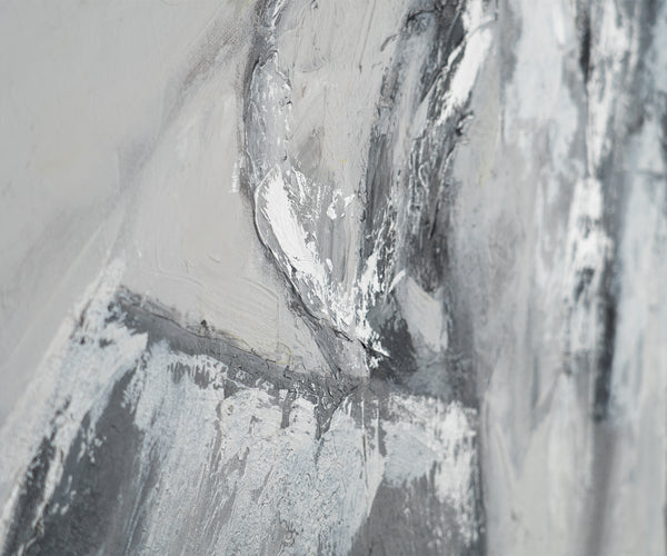 Abstrakt lærred maleri håndmalet sort hvid moderne kunst