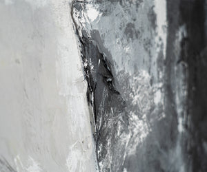 Abstrakt lærred maleri håndmalet sort hvid moderne kunst
