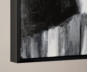 Abstrakt lærred maleri håndmalet sort hvid moderne kunst