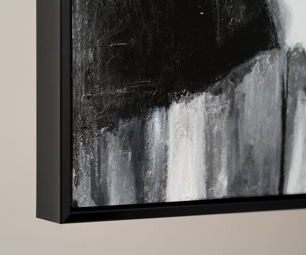 Abstrakt lærred maleri håndmalet sort hvid moderne kunst