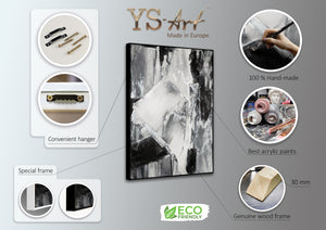 Abstrakt lærred maleri håndmalet sort hvid moderne kunst