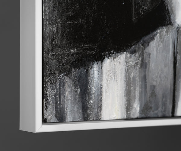 Abstrakt lærred maleri håndmalet sort hvid moderne kunst