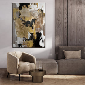 Moderne malerier på lærred "Gyldne Fragmenter" med ramme