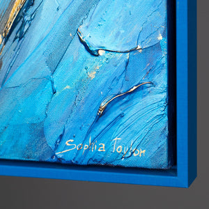 Håndmalet akrylmaleri med struktur og ramme – abstrakt kunst "Feenes vals"