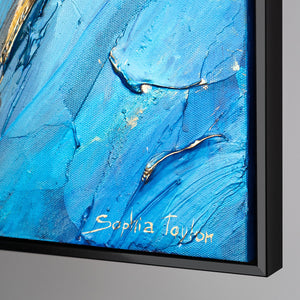 Håndmalet akrylmaleri med struktur og ramme – abstrakt kunst "Feenes vals"