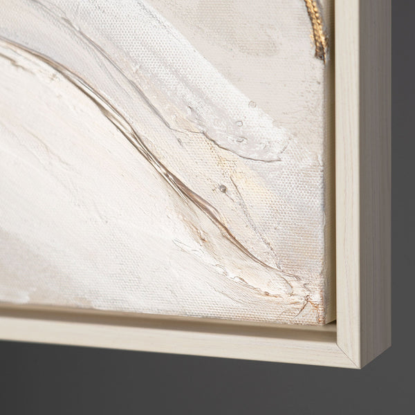 Håndmalet abstrakt akrylmaleri med blade – Moderne vægbillede med ramme "Naturlig udsmykning"