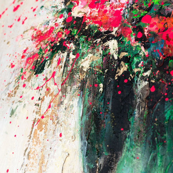 Moderne lærredsbillede "Blomstersilhuetterne" – abstrakt kunst med guldramme