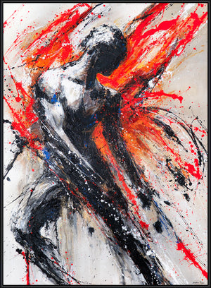 Original håndmalet akrylbillede „Sort Kraft“ på lærred med ramme