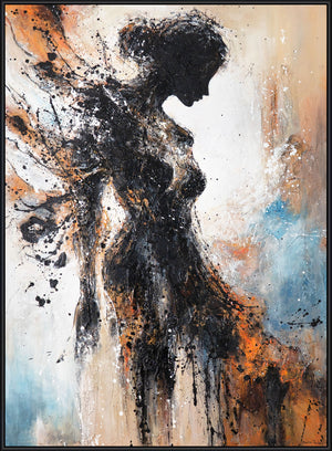 Original Håndmalet Akrylbillede „Brændende Silhuet“ på Lærred med Ramme