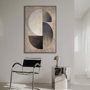 Abstraktes geometrisches Leinwandbild Beige Schwarz