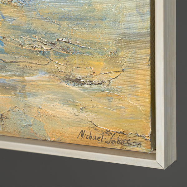 Håndmalet religiøst billede moderne kunst „Vejen til Lyset“ – kunst på lærred med Jesus ved havet