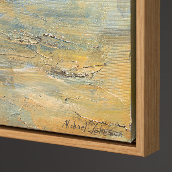 Håndmalet religiøst billede moderne kunst „Vejen til Lyset“ – kunst på lærred med Jesus ved havet