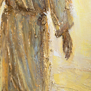 Håndmalet religiøst billede moderne kunst „Troens Strålestyrke“ – kunst på lærred med Kristus ved havet