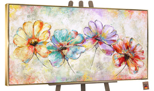 Akrylmaleri blomster abstrakt „Smukke blomster“