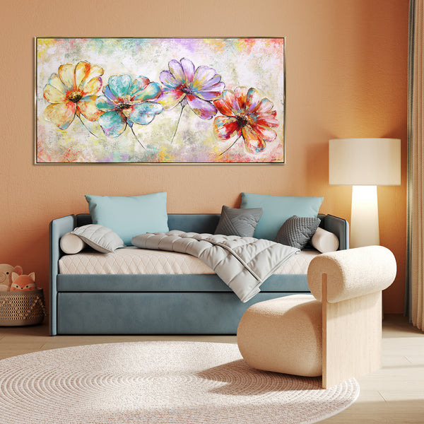 Akrylmaleri blomster abstrakt „Smukke blomster“