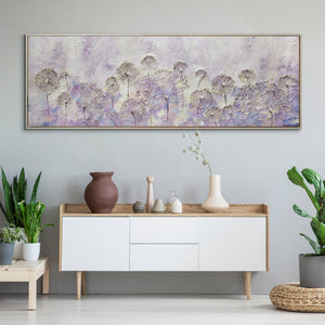 Blomster maleri på lærred "Forårsbegyndelse" med ramme i moderne stil