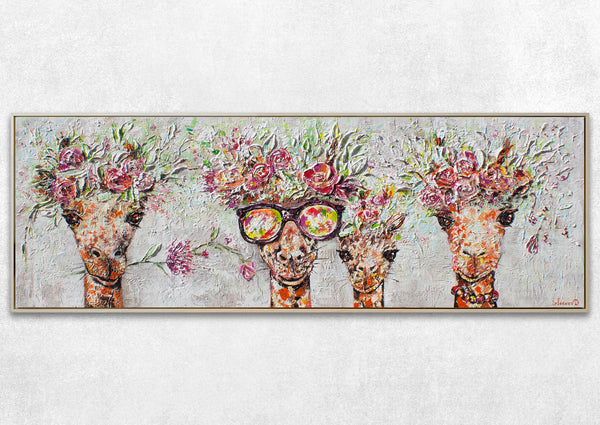 Acrylmalerier "Giraffer" med ramme i moderne stil