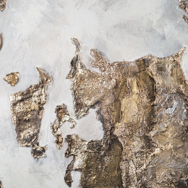 Rundt lysende kunstværk "Gyldne Jord" i moderne stil