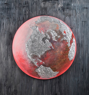 Rundt maleri "Jorden" med selvlysende effekt og planetdesign