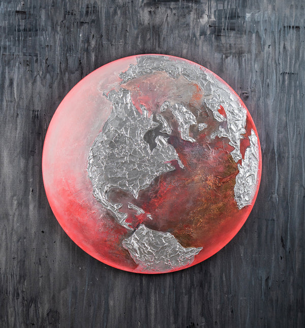 Rundt maleri "Jorden" med selvlysende effekt og planetdesign