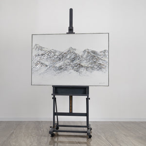 Lysende vægkunst med ramme “Himmelsk Skønhed” – natmaleri med bjerglandskab